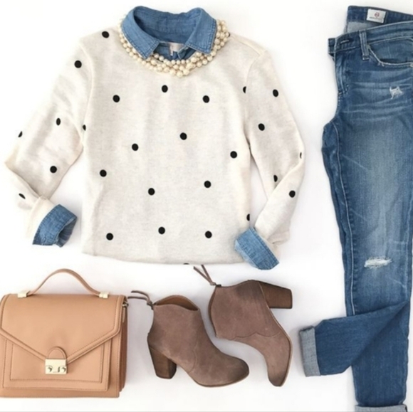 Cynthia Rowley 100% 2-Ply Cashmere Off White And Black Polka Dot Sweater Size M - Picture 3 of 6